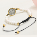 Saint Benedict Charm Hand-Edited Turquoise Stone Bracelet.
