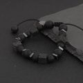 Lava Stone Bracelets for Men Matte Black Beaded Bracelet With Adjustable Designs For Boys. 