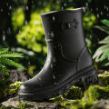 Cross-border mid-barrel thick-soled women's fashion rain boots Women's non-slip autumn and winter wear velvet waterproof rubber boots are sent on behalf of others. 