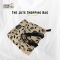 Jute Shopping/Tote Bag, Natural & Black, (14"x16"), 1 Pcs.