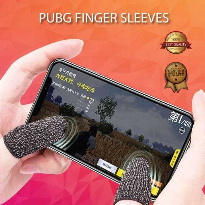 2Pcs Silver Fiber Blue Color PUBG Finger Sleeves