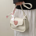 Cute Love Heart Women's Small Square Shoulder Bags Fashion Female Messenger Bag Simple Ladies Crossbody Purse Handbag with Scarf.