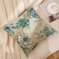 Cross-border fashion British style blue floral pattern corduroy pillowcase square animal pillowcase sofa office backrest.