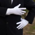 2 Pairs White Formal Gloves Men White Cotton Uniform GlovesTuxedo Honor Guard Parade Cosplay Costume Inspection Mitten Gloves. 