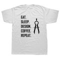 Eat Sleep Design Repeat Funny Architect Architecture T Shirts Streetwear Short Sleeve O-Neck Harajuku T-shirt Men. 