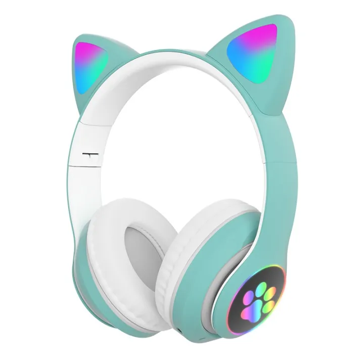STN28%20LED%20Cat%20Ear%20Headset%20Noise%20Cancelling%20Headphones%20Bluetooth%205.0%20Colorful%20Kids%20Headset%20Support%20TF%20Card%203.5mm%20Plug%20with%20Mic%20-%20Image%202