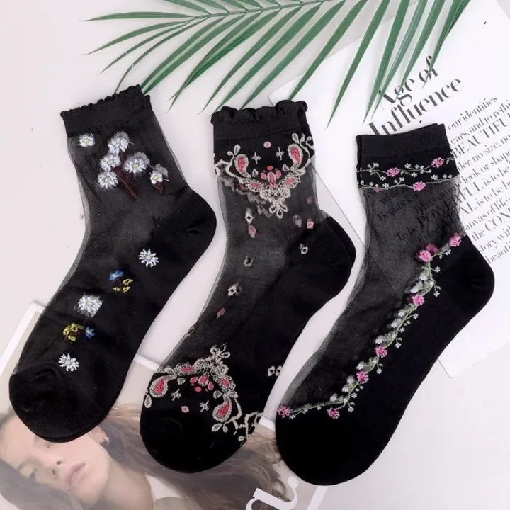1/10%20Pairs%20Summer%20Ultra-thin%20Elastic%20Silky%20Short%20Silk%20Socks%20Women%20Girls%20Ankle%20Socks%20Transparent%20Crystal%20Invisible%20Socks%20-%20Image%207