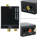 Digital Optical Coax to Analog RCA Audio Converter Adapter with Fiber Cable. 