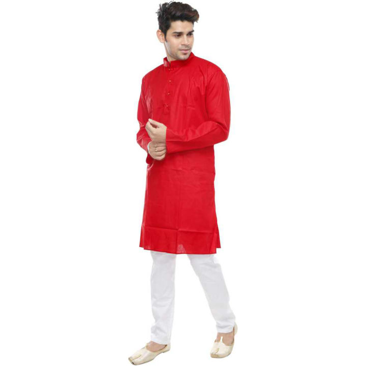 Cotton%20Panjabi%20for%20Man%20-%20Red%20-%20Image%204