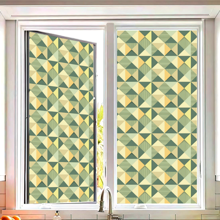 Geometric Pattern Glass Sticker for Living Room Bedroom Kitchen Furniture Window Covering Decorative Glass Sticker
