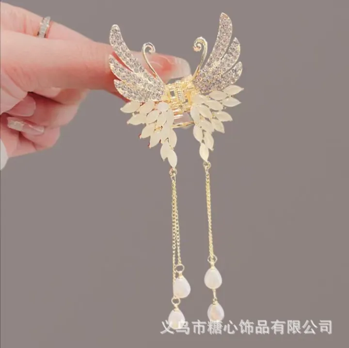 Elegant%20Opal%20Butterfly%20Hairpin/Hairclip/Claw/Kakra%20For%20Women%20Fairy%20Air%20Tassel%20Pendant%20Gripper%20Rhinestone%20Small%20Gripper%20On%20The%20Back%20Of%20The%20Head%20For%20Women%20-%20Image%204