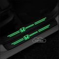 4Pcs 4D Carbon Fiber Luminous Glow in Dark Anti Scratch Car Door Protective Stickers For HONDA.