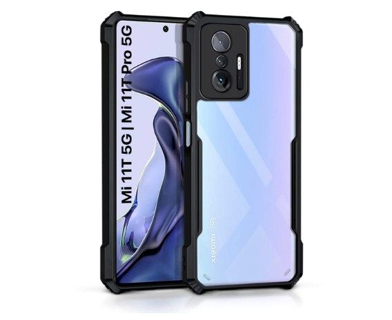 WOW Imagine Polycarbonate Back Case Cover For 𝐗𝐢𝐚𝐨𝐦𝐢 𝐌𝐢 𝟏𝟏𝐓 | Mi 11T Pro | Crystal Clear Transparent Mobile Phone Cover | Hard Bumper | Full Armor Shockproof Device & Camera Protection | Black 𝐗𝐢𝐚𝐨𝐦𝐢 𝐌𝐢 𝟏𝟏𝐓 / Mi 11T 5g / Mi 11T Pro 5