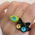 1Pc Funny Black Cat Opening Rings for Women Male Studant Gifts. 