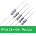 25Pcs 1Watt 6.8K Ohm Resistor 1W 6.8K Ohm Metal Film Resistor 6.8K Ohm 1 Watt Metal Oxide Film Resistor Axial Lead 6.8K Ohm ±5% Tolerance Passive Components. 