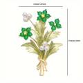 hijab pin Green flower leaf and pearl flower leaf fashionable style elegant flower brooch for girls and women- Avant-garde.