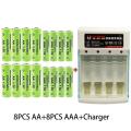 1.5V Rechargeable Battery AAA 9800 Mah+AA 8800 Mah with Alkaline Technology Suitable for Toy Shavers+chargers. 