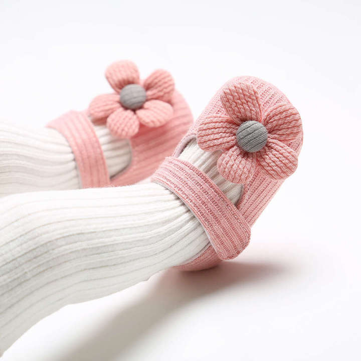 Women's Spring and Autumn Flower Princess Soft Sole Walking Baby 0-6-12 Months Anti Drop Girl Shoes