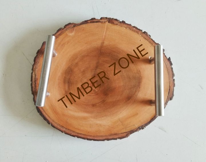 8 or 9 inch Unique Design High Quality Wooden Slice Tea Tray  With Handle
