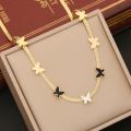 New stainless steel flat chain black and white butterfly necklace earrings bracelet when fashion jewelry. 