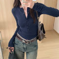 Pure Desire White Long Sleeve T-Shirt Women's Fall Winter 2023 Slim Design Sense Underneath Undershirt Hot Girl Top. 