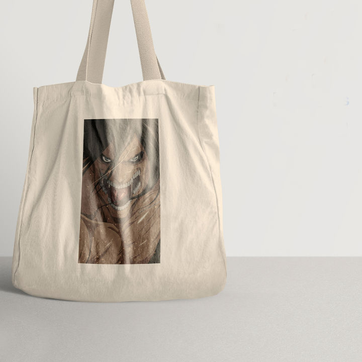 AOT EREN FROM SHINGEKI NO KYOJIN ANIME WHITE TOTE BAG JAPAN ANIME TOTE ...
