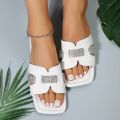Summer Women Slippers Flat Bottom Non-slip Outdoor Open Toe Beach Female Shoes Fashion Rhinestone Decorated Sandals Size 43. 