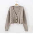 Autumn Winter Short High Waist Solid Color Sweater Women Single-breasted Knit Cardigan Small Sweter Women Jacket New Top Femme. 