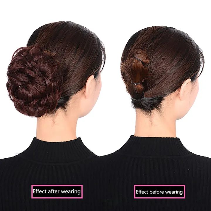 Flower%20Bud%20Head%20Wig%20Claw%20Clip%20In%20Hairpiece%20For%20Women%20Messy%20Curly%20Short%20Synthetic%20Hair%20Extension%20Chignon%20Donut%20Roller%20Demoo%20-%20Image%202