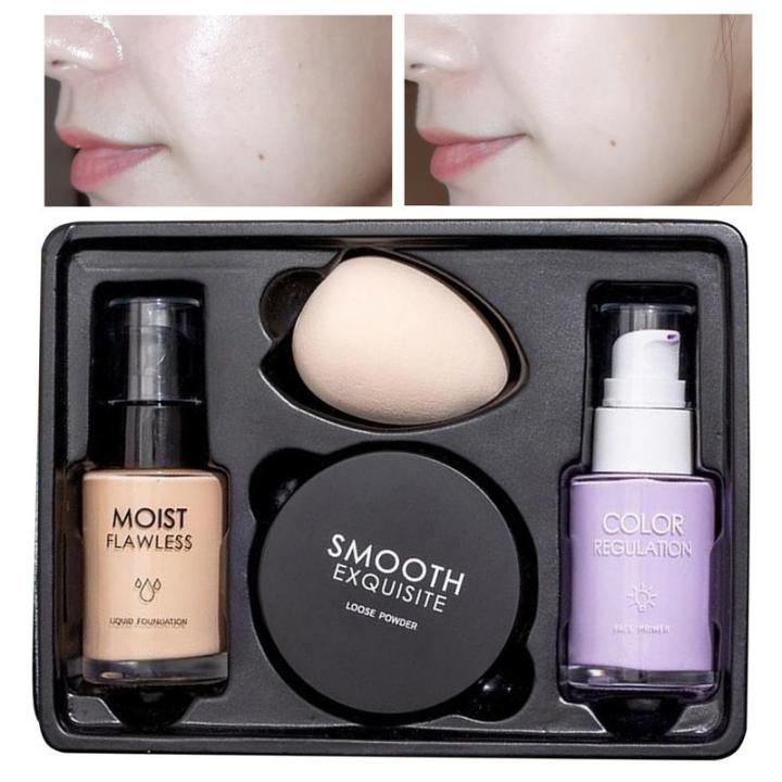 one set Face Foundation Cream Matte Oil-Control BB Cream Long Lasting Concealer Liquid Full Coverage Base Professional Makeup