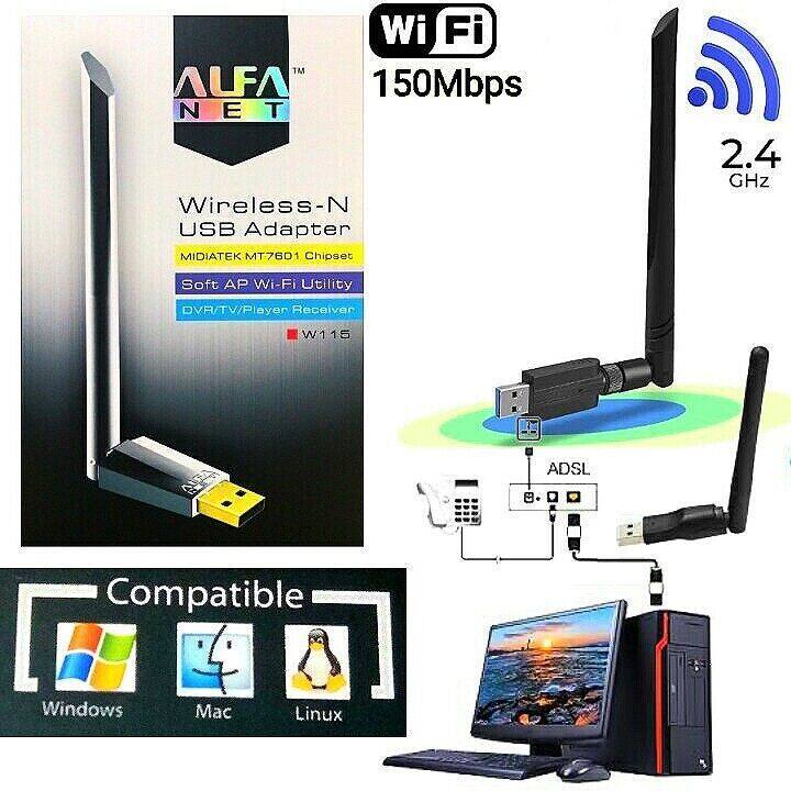 Aufa Wifi Receiver Wireless Usb Adapter Model W115 Antenna 2.4Ghz Computer/Laptop - Enhanced Connectivity With Aufa Wireless Usb Adapter