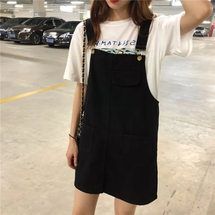 Summer%20Korean%20Style%20Large%20Size%20Loose%20Slimming%20Denim%20Suspender%20Skirt%20Women's%20Small%20All-Matching%20Youthful-Looking%20Suspenders%20Jumpsuit%20Short%20Skirt%20Fashion%20-%20Image%202
