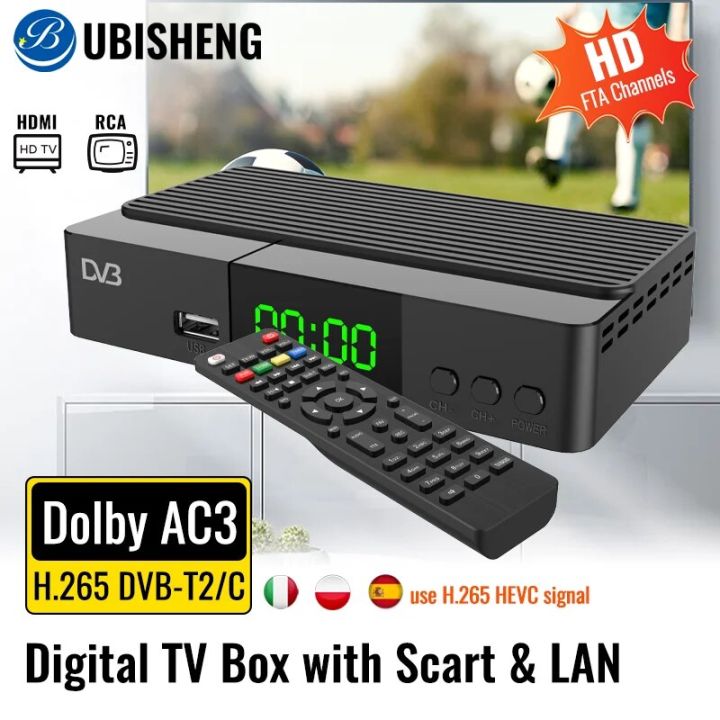 DVB-T2 Digital TV Box 1080P DVB Cable Digital TV Receiver UBISHENG U6 with HDMI Scart LAN Port for HD/Old TV Set Top Box