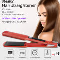 Ubeator -2.2CM/4.3CM Panel LED Display Hair Straightener Flat Iron Hair Curler Wave Straightening Iron Salon Tool-537-Orange/Black. 