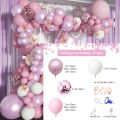 Pink Theme Birthday Party Supplies Set White Pink Balloon for Decor. 
