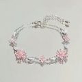 Sweet Korean Imitation Pearl Link Chain Bracelet For Women Girl Elegant Charm Crystal Bowknot Bow Jewelry Party Gifts.