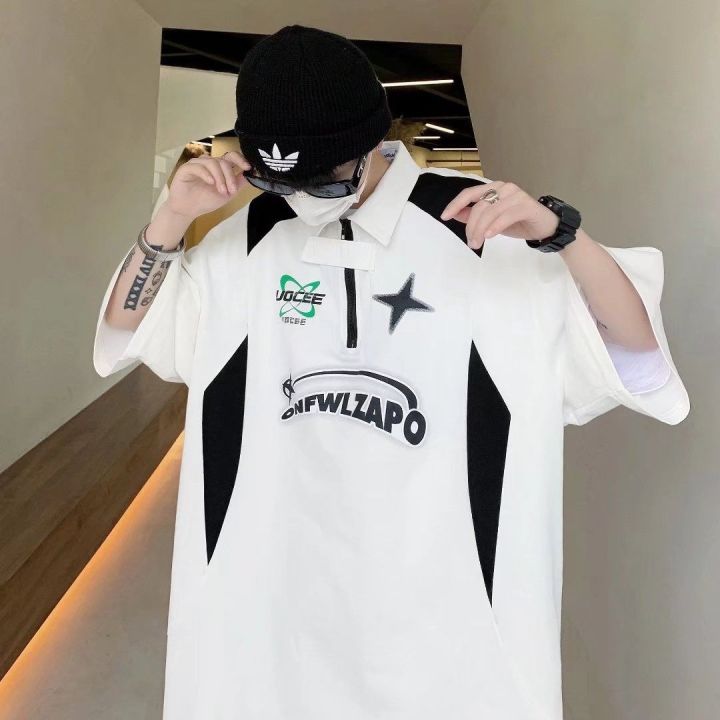 Extra%20Large%20Size300Half%20Zipper%20Machine%20Jin%20Car%20StylepoloShirt%20Men's%20American%20HeavyvibeWind%20LapelTShirt%20Top%20-%20Image%205