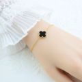 Leaf Clover Jewelry Bracelet for Women Lucky Four-leaf Design Gold Plated Silver Color Wrist Accessory.
