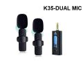 K35 Dual Wireless Microphone 3.5mm Supported for Camera, Sound card, Smartphone Dual Mic and single receiver. 