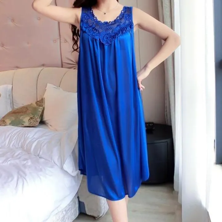 Female%20Nightgown%20Eye-catching%20y%20Women%20Faux%20Silk%20Sleepwear%20-%20Image%203
