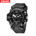 SMAEL SMAEL Men's Tactical Watch Functional Large Dial Calendar Waterproof Luminous Stopwatch Dual Display Quartz Watch.