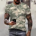3D Camouflage T-shirt Summer Unisex Street Large Sports Military T-shirt Outdoor Leisure Fashion Crew Neck Short Sleeve.