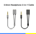 Braided 3.5mm earphone adapter cable 1-2 splitter extension cable 2-in -1 audio cable couple sharing cable. 