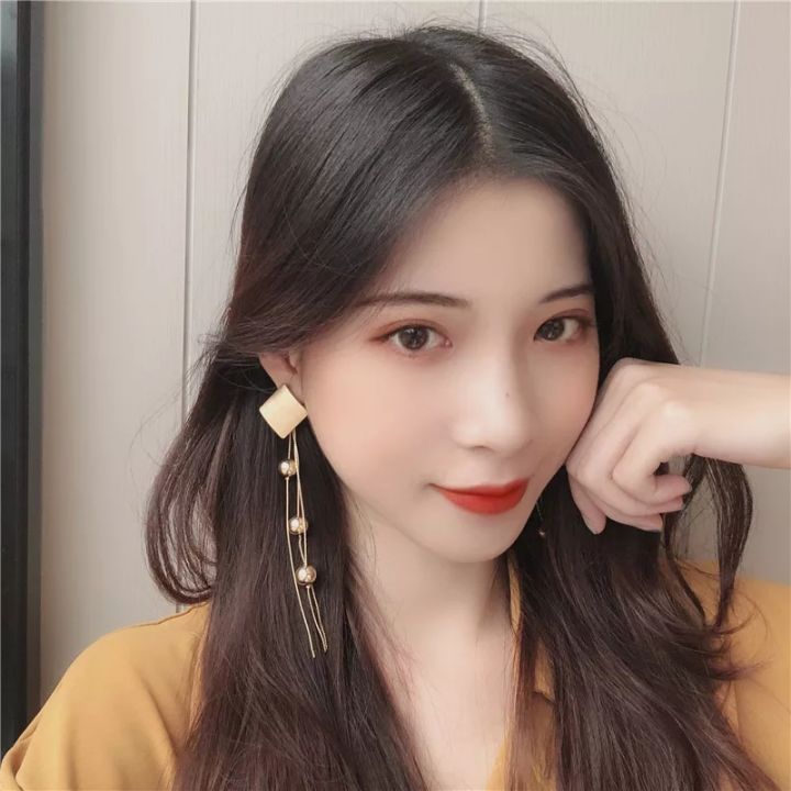 High-end%20long%20square%20metal%20ball%20tassel%20elegant%20earrings%20pearl%20tassel%20earrings%20feminine%20long%20earrings%20Tassel%20Drop%20Dangle%20Earrings%20-%20Image%203