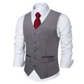 Fashion Gray Classic Waistcoat Sleeveless Slim Fit Men's Vest and Red Necktie for Business Wedding Party V-neck Vests for Man.