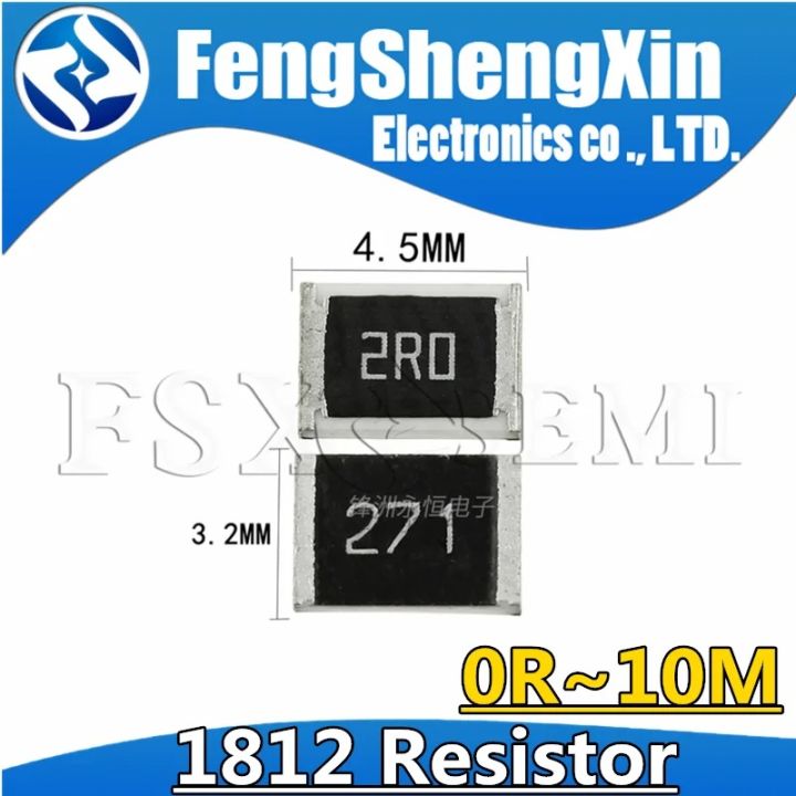 100pcs 1812 5% SMD chip resistor 0 ohm ~10M ohm resistors 0R 10R 33R 100R 220R 330R 470R 1K 4.7K 10K 100K 220K 330K 470K 680K 1M