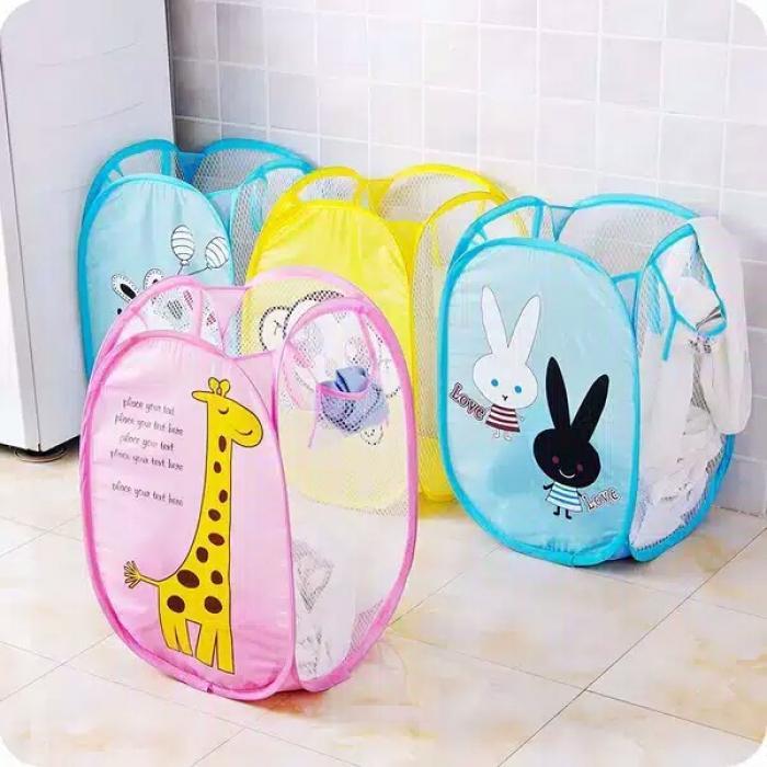 Kids%20Round%20Spiral%20Foldable%20Laundry%20Storage%20Bag%20Polyester%20Mesh%20Cloths%20Basket%20Bucket%20-%20Image%204