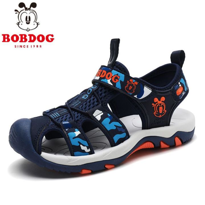 Bobdog Children's Shoes Summer Boys Sandals Boys Medium and Small Children Non-Slip Beach Shoes Children's Closed Toe Soft Bottom Sandals