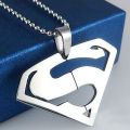 2pcs Classic Unisex Stainless Steel Superman Pendants Strand Punk Gift. 