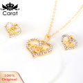 Carat Women KC Gold Plated Mom Hollow Heart Necklace Jewelry Set Bracelet Earrings. 